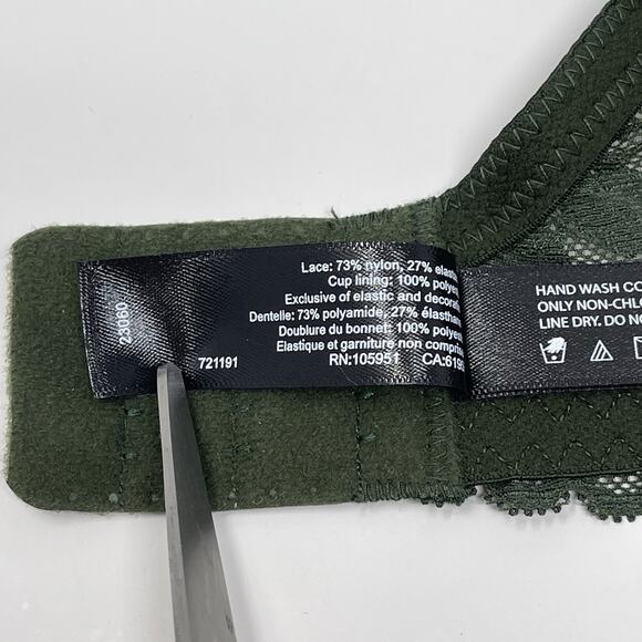 Natori Convertible Bra 32DD Green Lace Cherry Blossom Plunge Underwire MSRP $76 - Picture 11 of 13